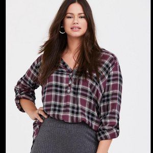 Torrid Twill Henley Tunic Top